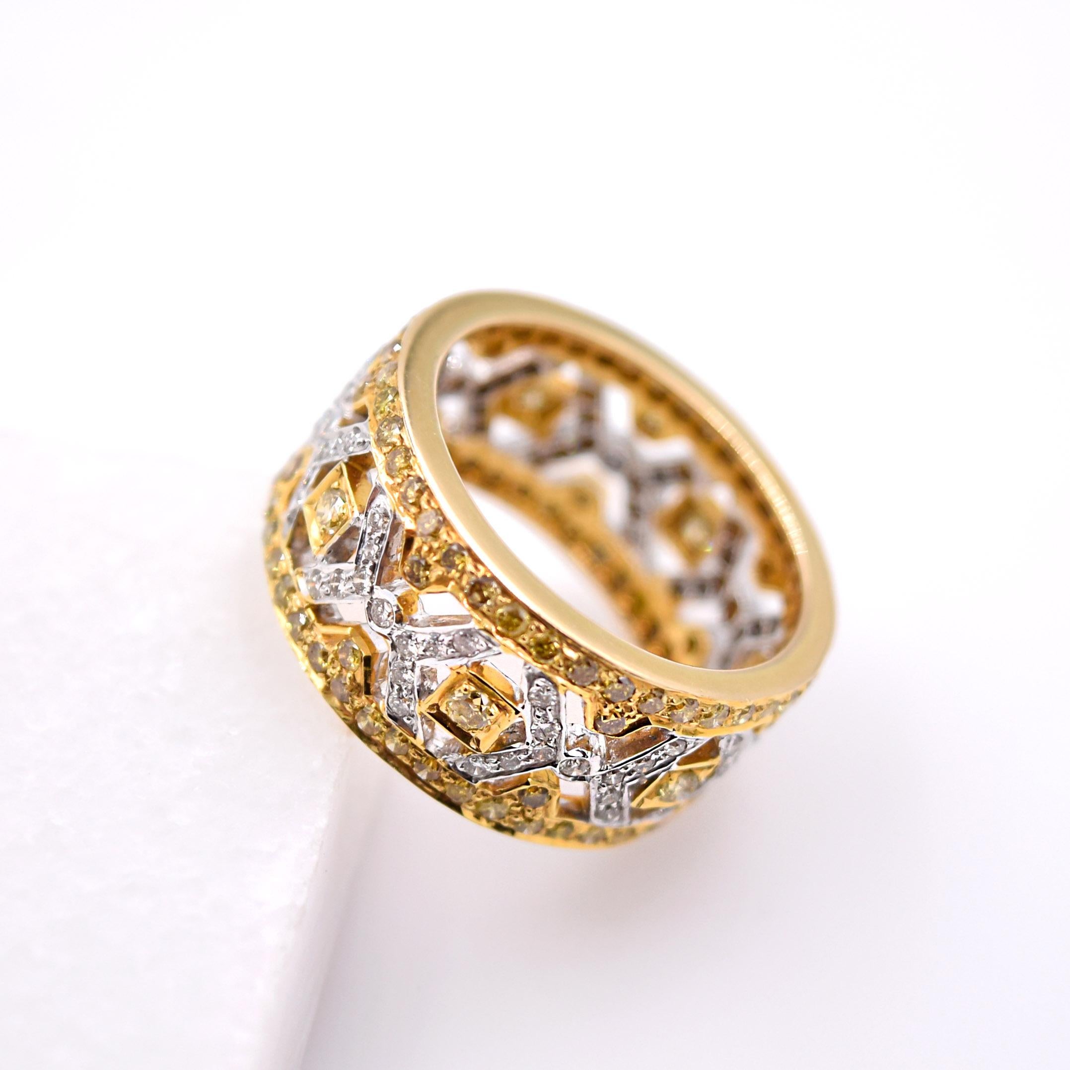 Sethi Couture 2.25 Carat Diamond Band in 18 Karat White and Yellow Gold In New Condition For Sale In Mill Valley, CA