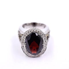Sethi Couture 3.01 Carat Green Diamond and Garnet Cocktail Ring in 18 Karat Gold