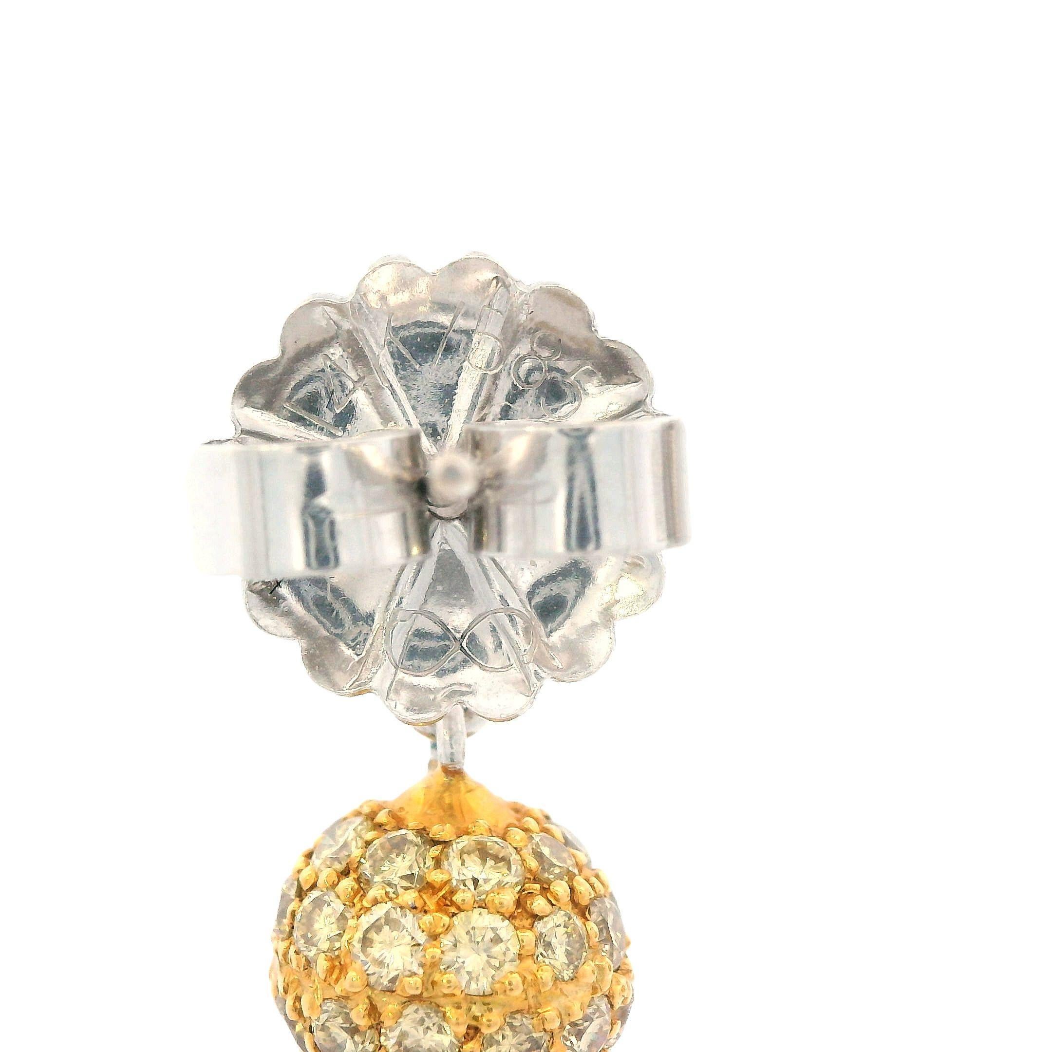 Sethi Couture White & Fancy Yellow Diamond Earrings 18k White & Yellow Gold For Sale 1