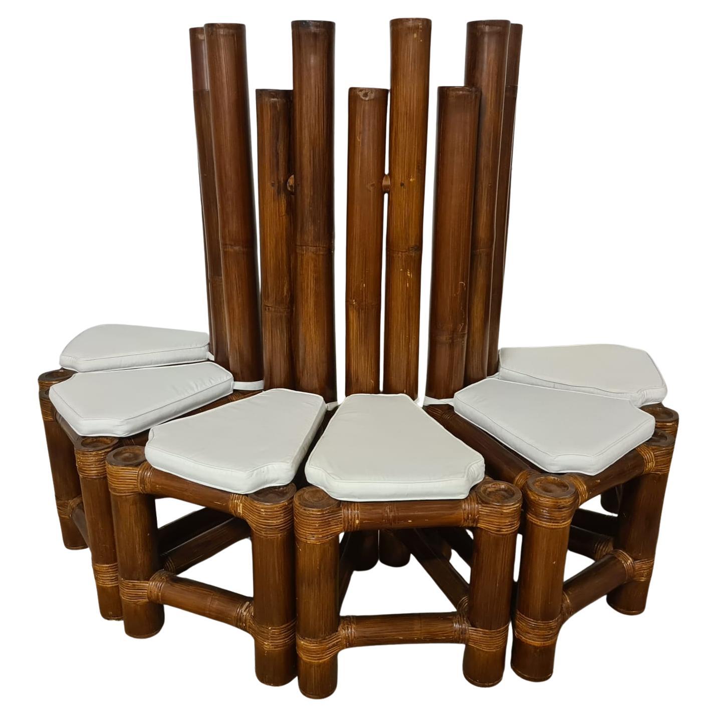 Seti of six bamboo chairs For Sale