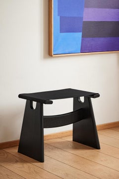Seto Stool, Black Lacquered Oak /Black Canvas by Keiji Takeuchi for Fredericia
