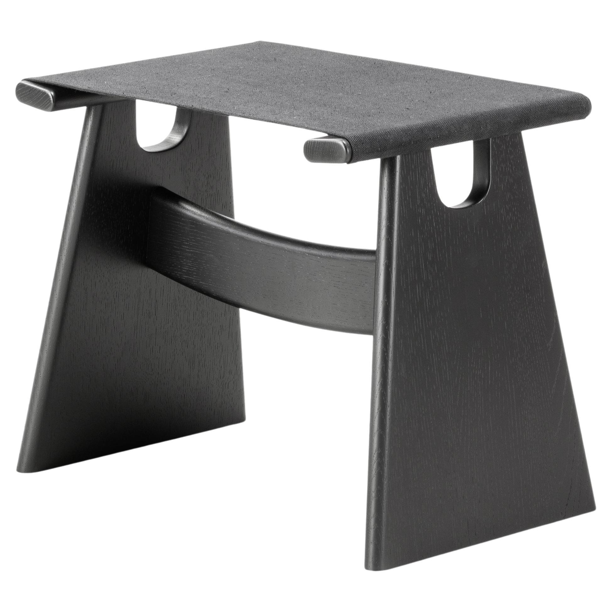 Seto-Hocker, schwarz lackierte Eiche/Schwarzes Seto-Leinwand von Keiji Takeuchi für Fredericia