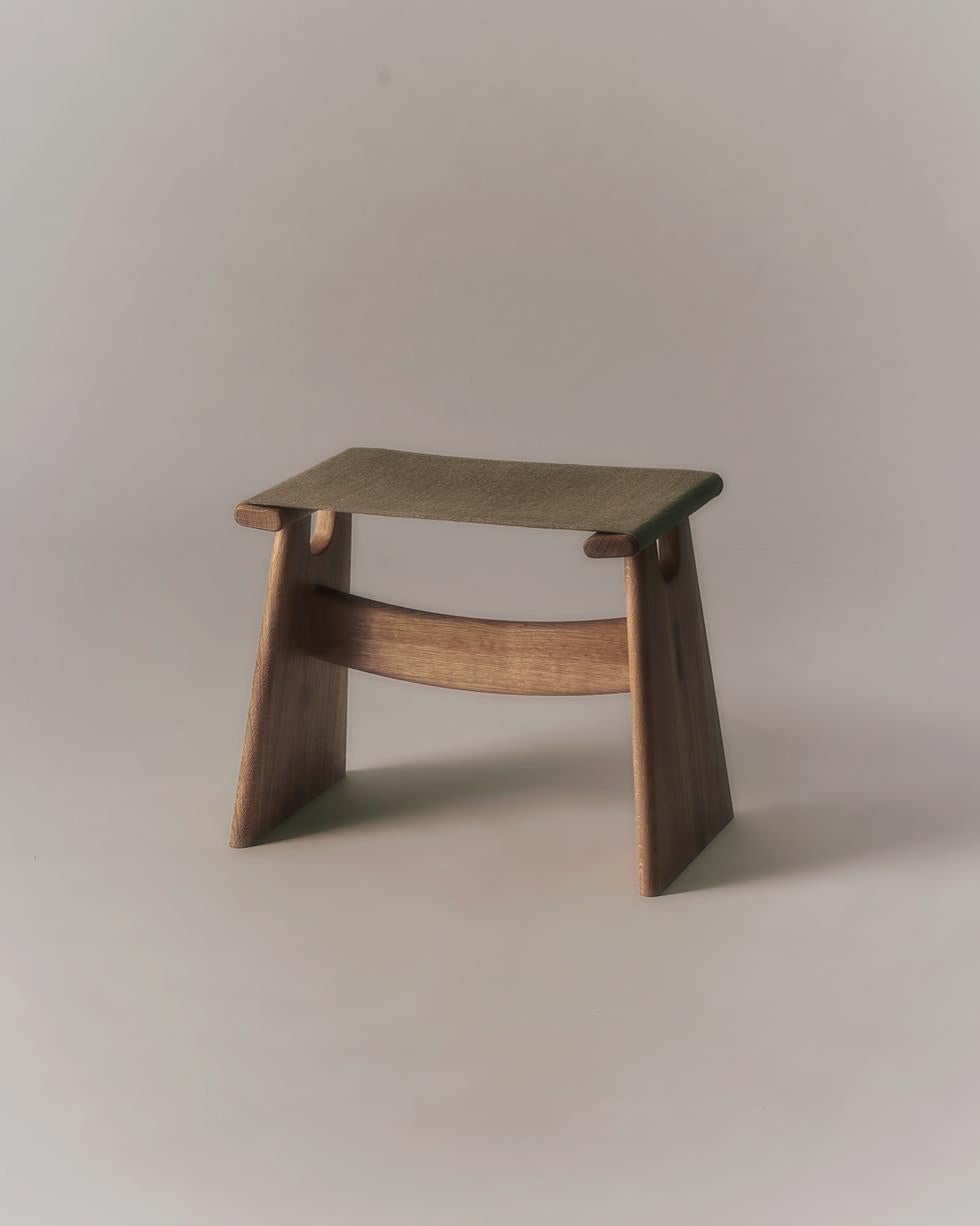 Contemporary Seto Stool, Oak Light Oil/Natural Canvas by Keiji Takeuchi for Fredericia For Sale