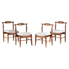 Setof 4 Guillerme et Chambron chairs in solid oak from the 60s