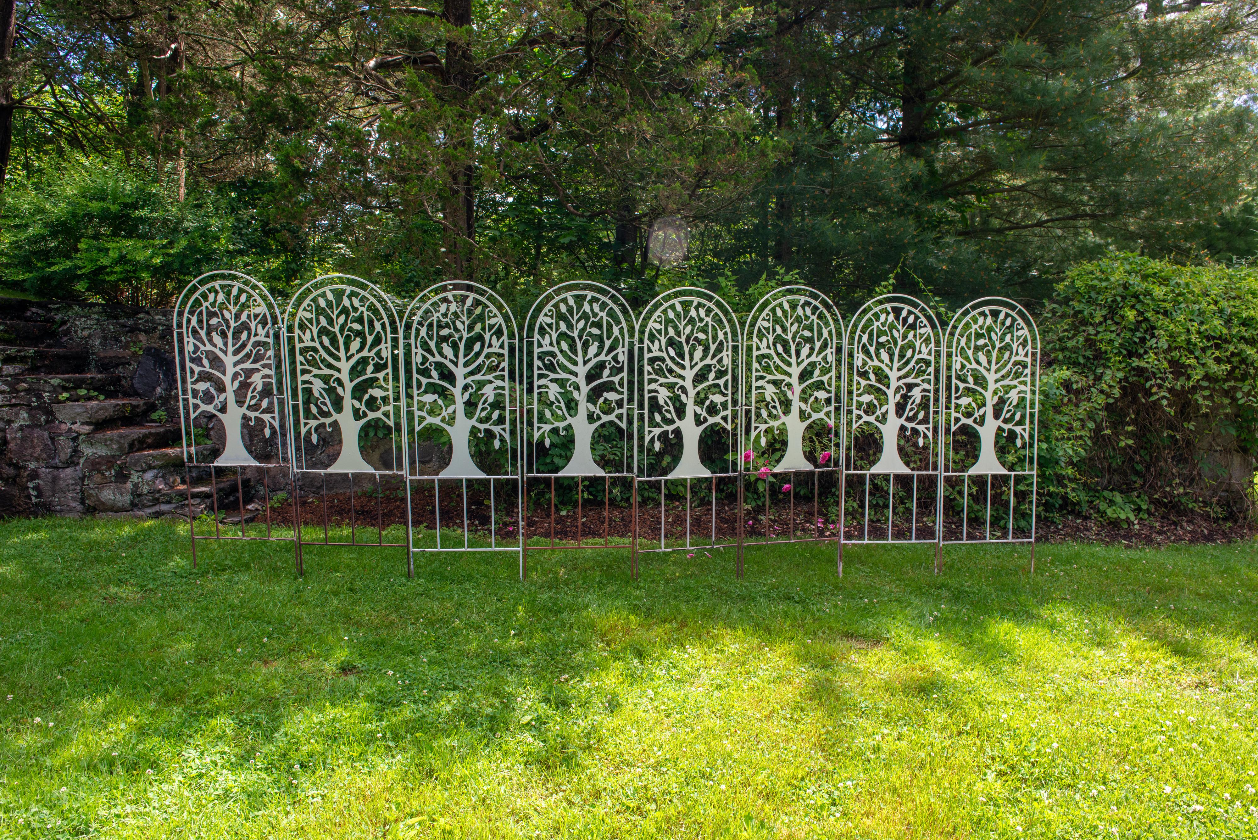 American Sets of Metal Garden Tree and Bird Trellises For Sale