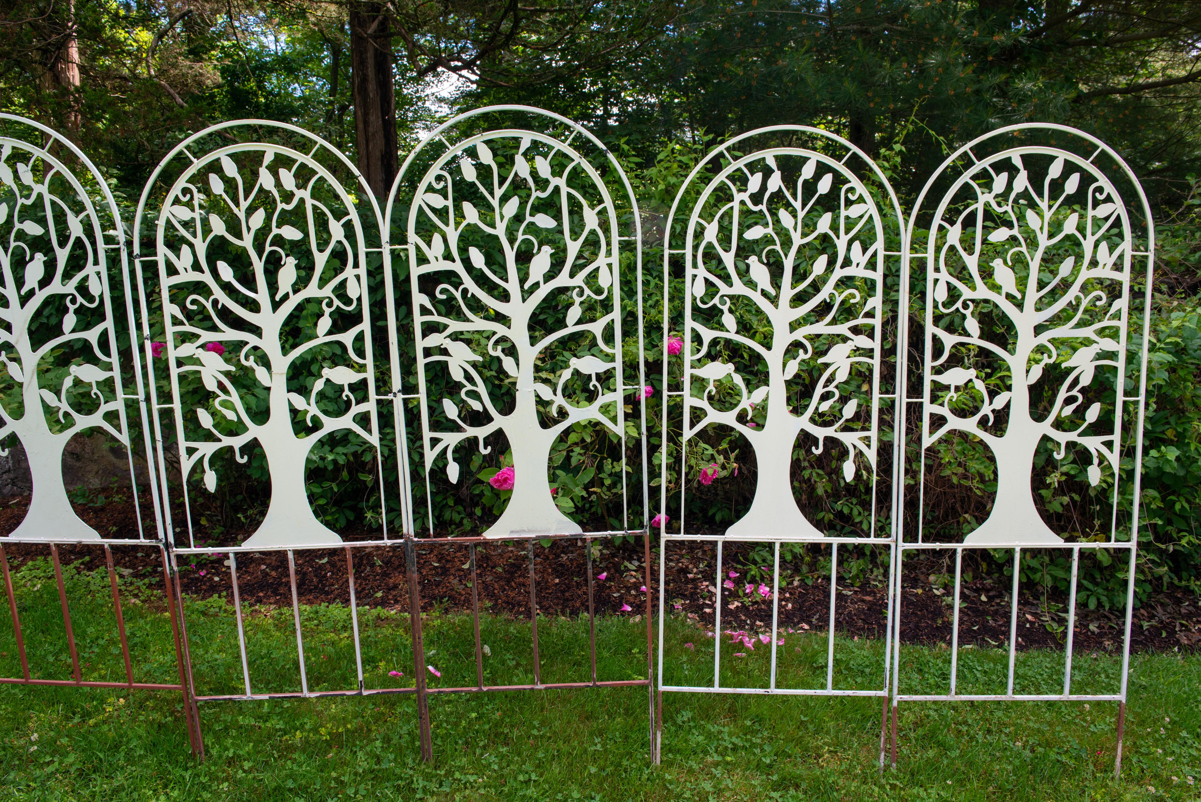 Mid-20th Century Sets of Metal Garden Tree and Bird Trellises For Sale