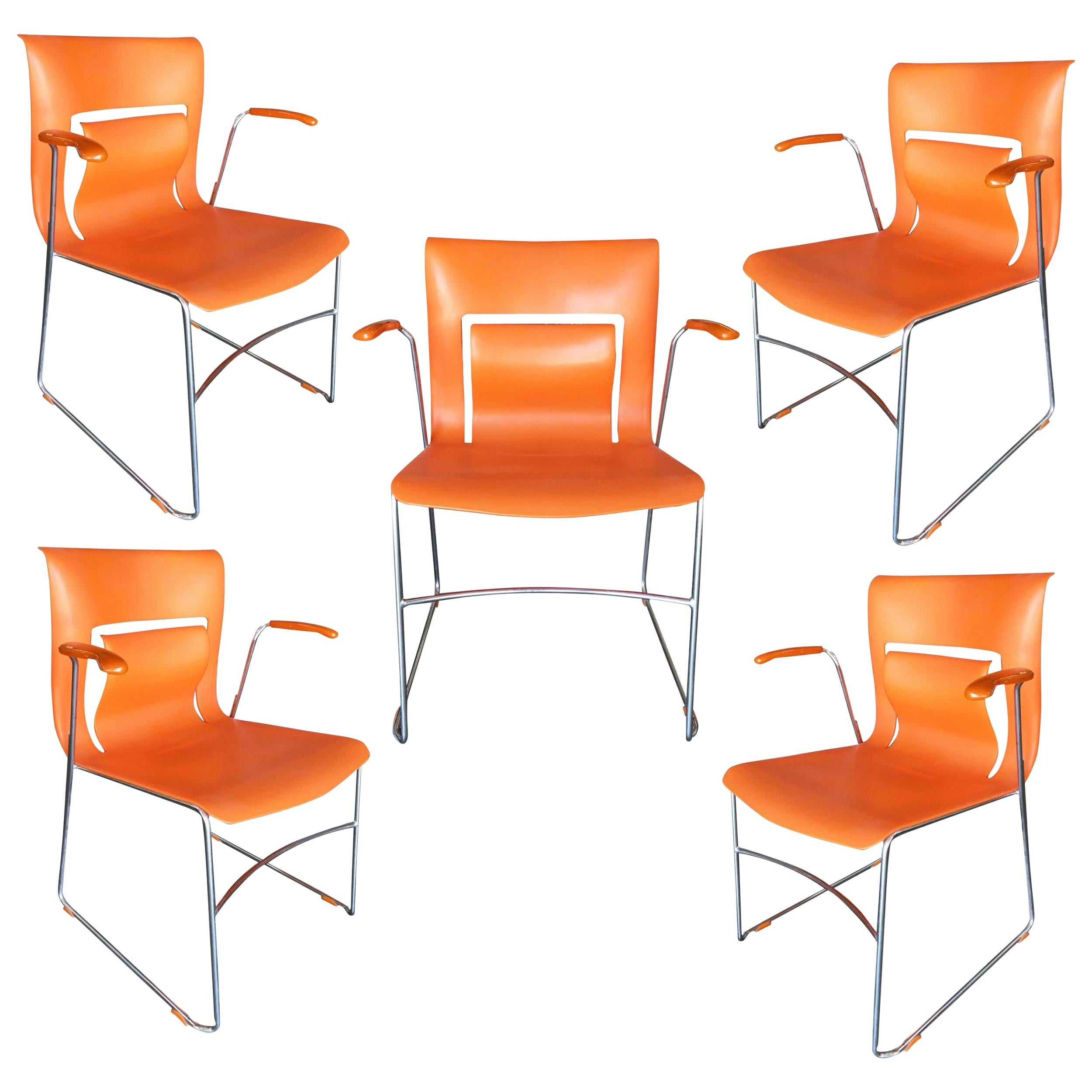Sets, seltener Orange Stylex „Rythm“-Sessel von Sva Cvek, 5er-Set