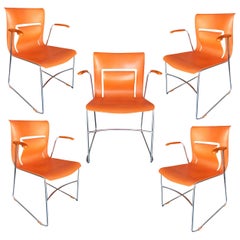 Used Sets, Rare Orange Stylex "Rythm" Armchair by Sva Cvek, Sets of 5