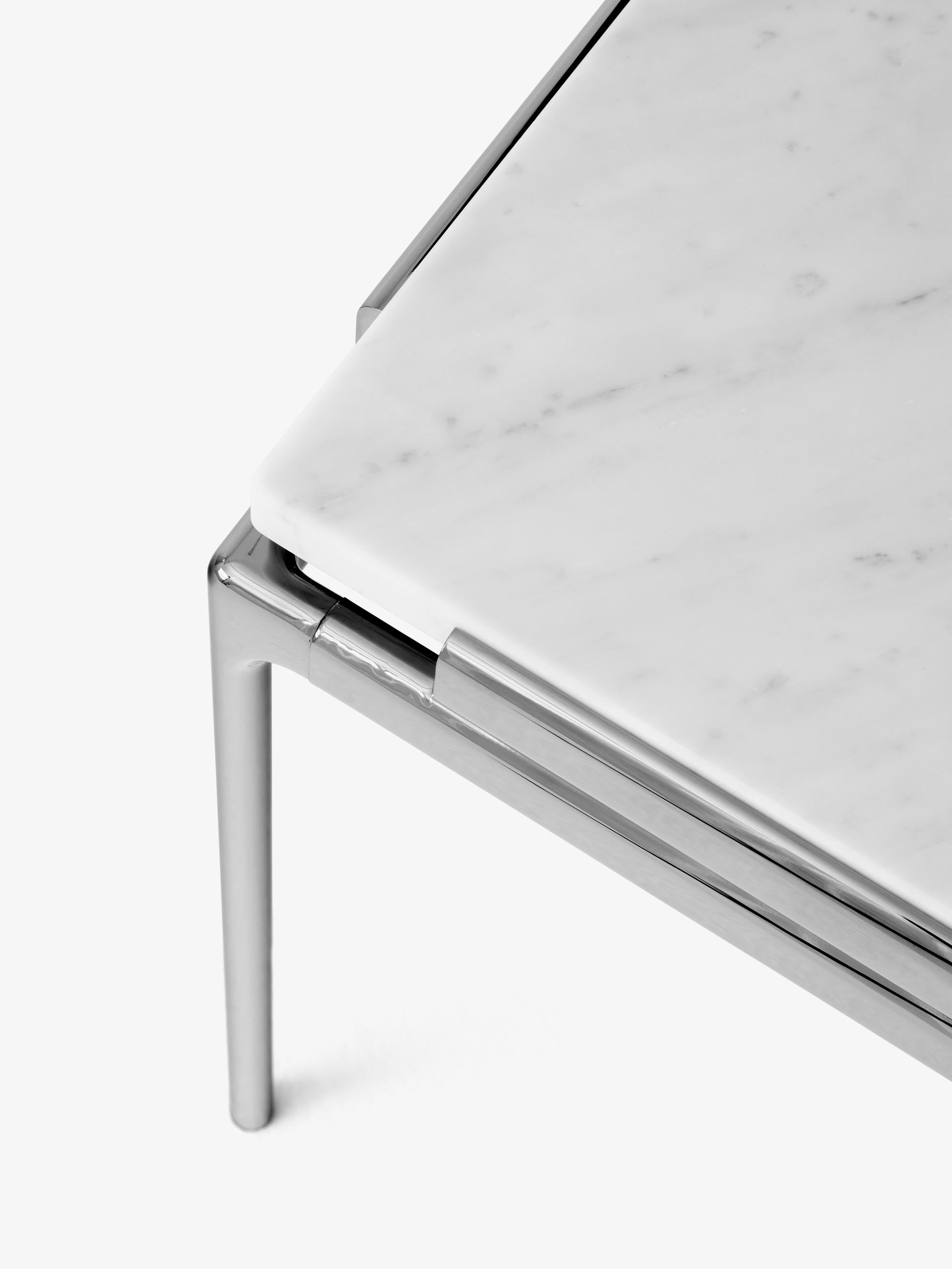 Sett LN11 Side Table-Dark Chrome /Bianco Carrara Marble, by Luca Nichetto for &T In New Condition For Sale In Dubai, AE