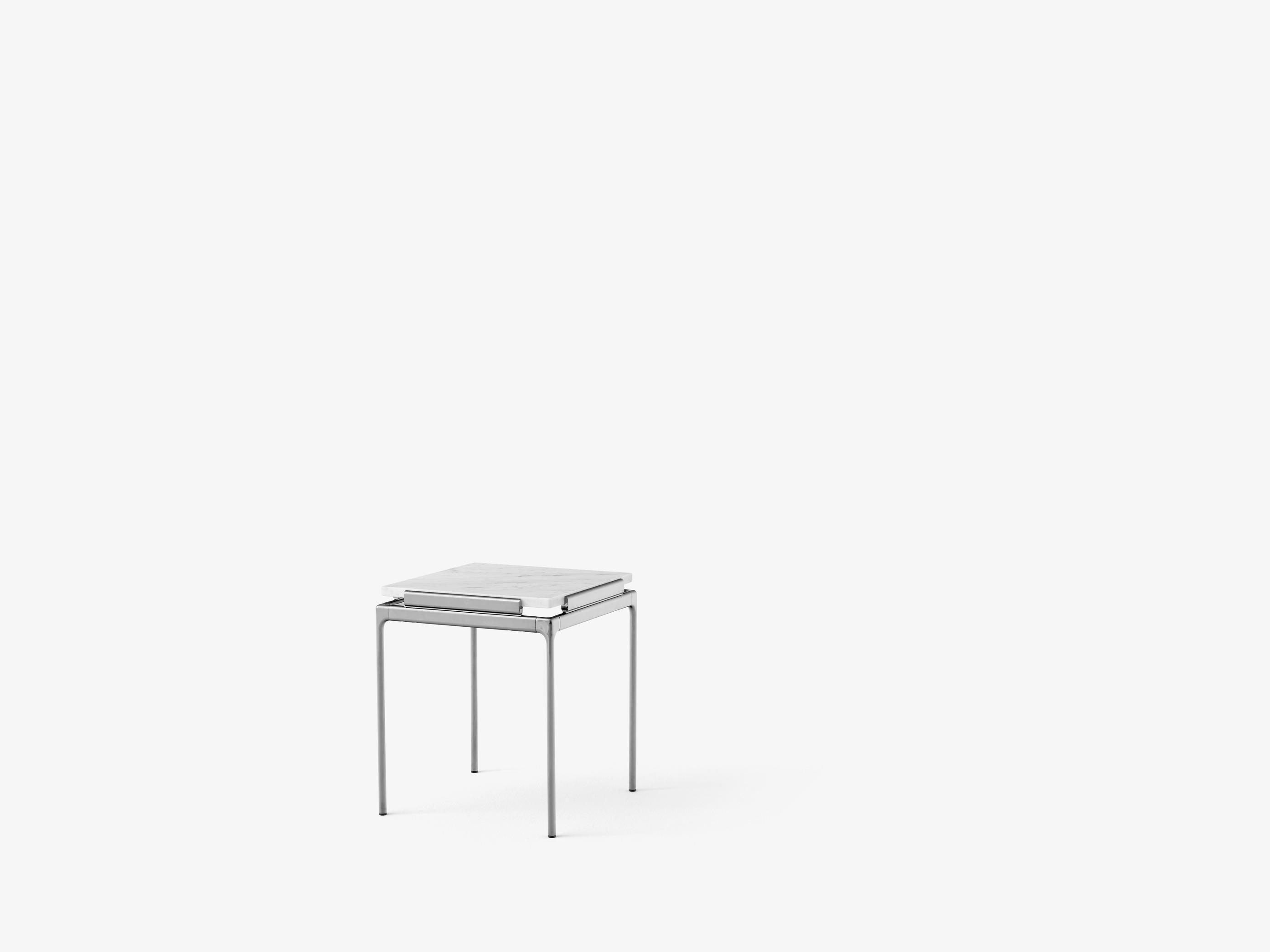 Scandinavian Modern Sett LN11 Side Table-Dark Chrome /Bianco Carrara Marble, by Luca Nichetto for &T For Sale