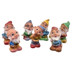 Used Seven Dwarfs Rubber Toys 1970's