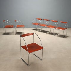 Seven Patoz Chairs by Francesco Soro Anni 80 Production ICF De Padova in leather.