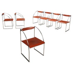 Seven Patoz Chairs by Francesco Soro Anni 80 Production ICF De Padova in leather.