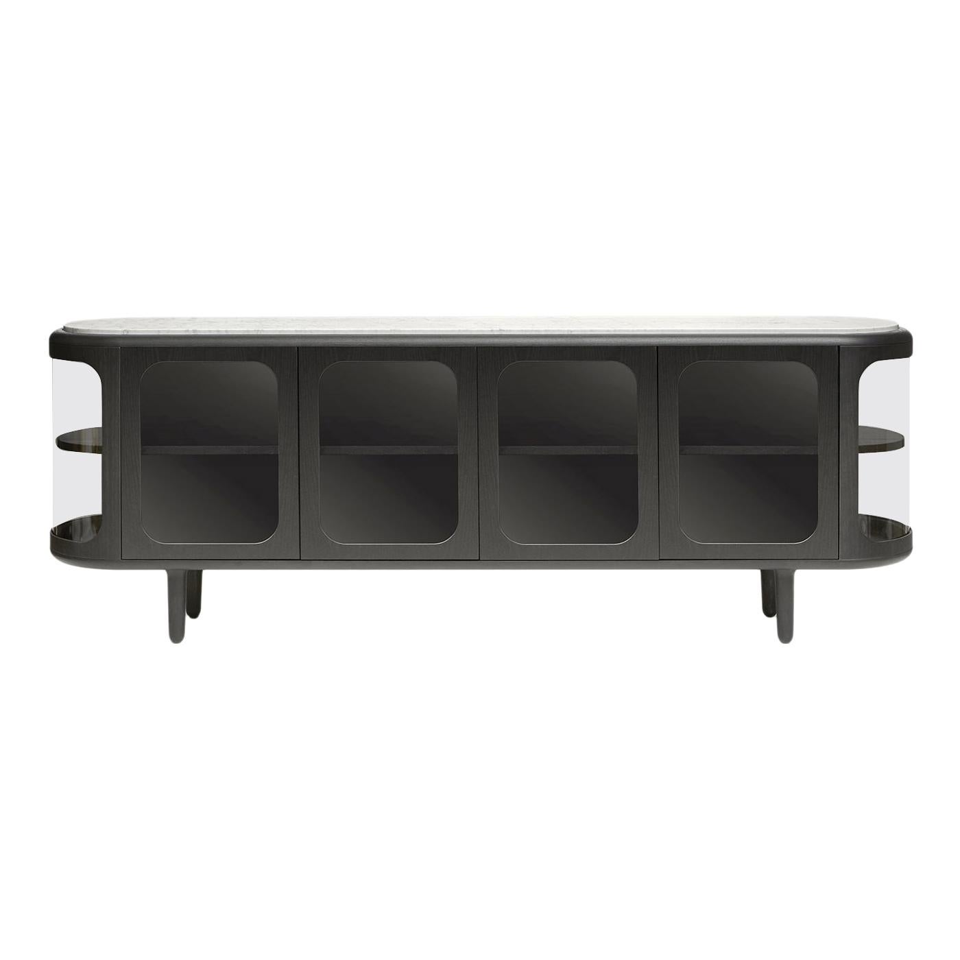 Settebello Glass Black Cabinet by Matteo Zorzenoni For Sale