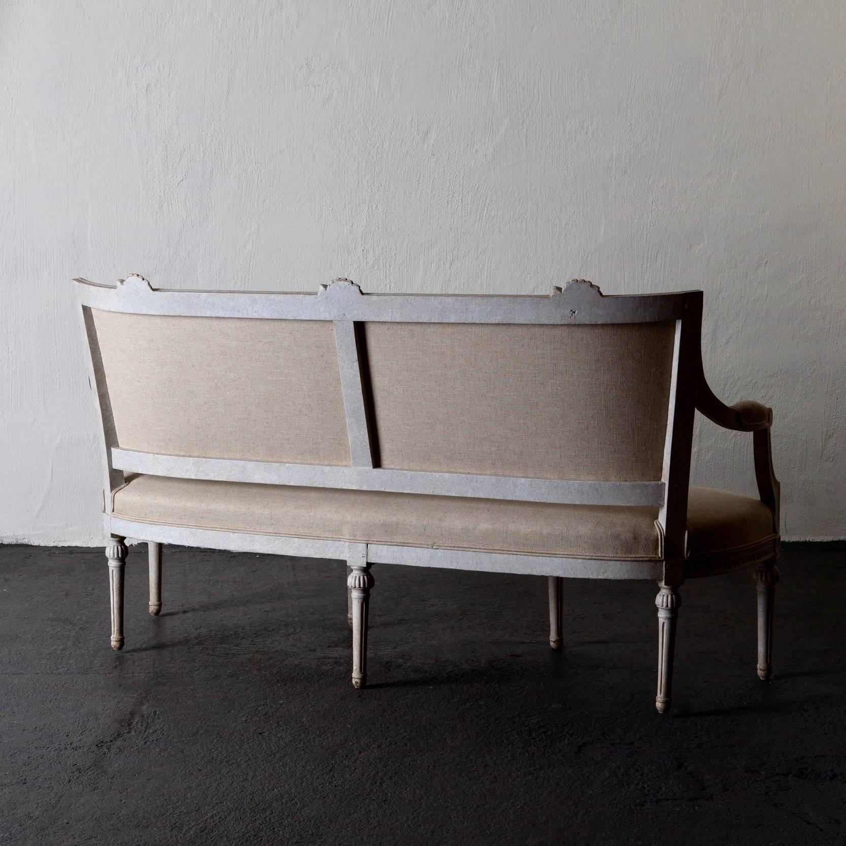 Settee Bench Gustavian Swedish 19th Century White, Sweden 5