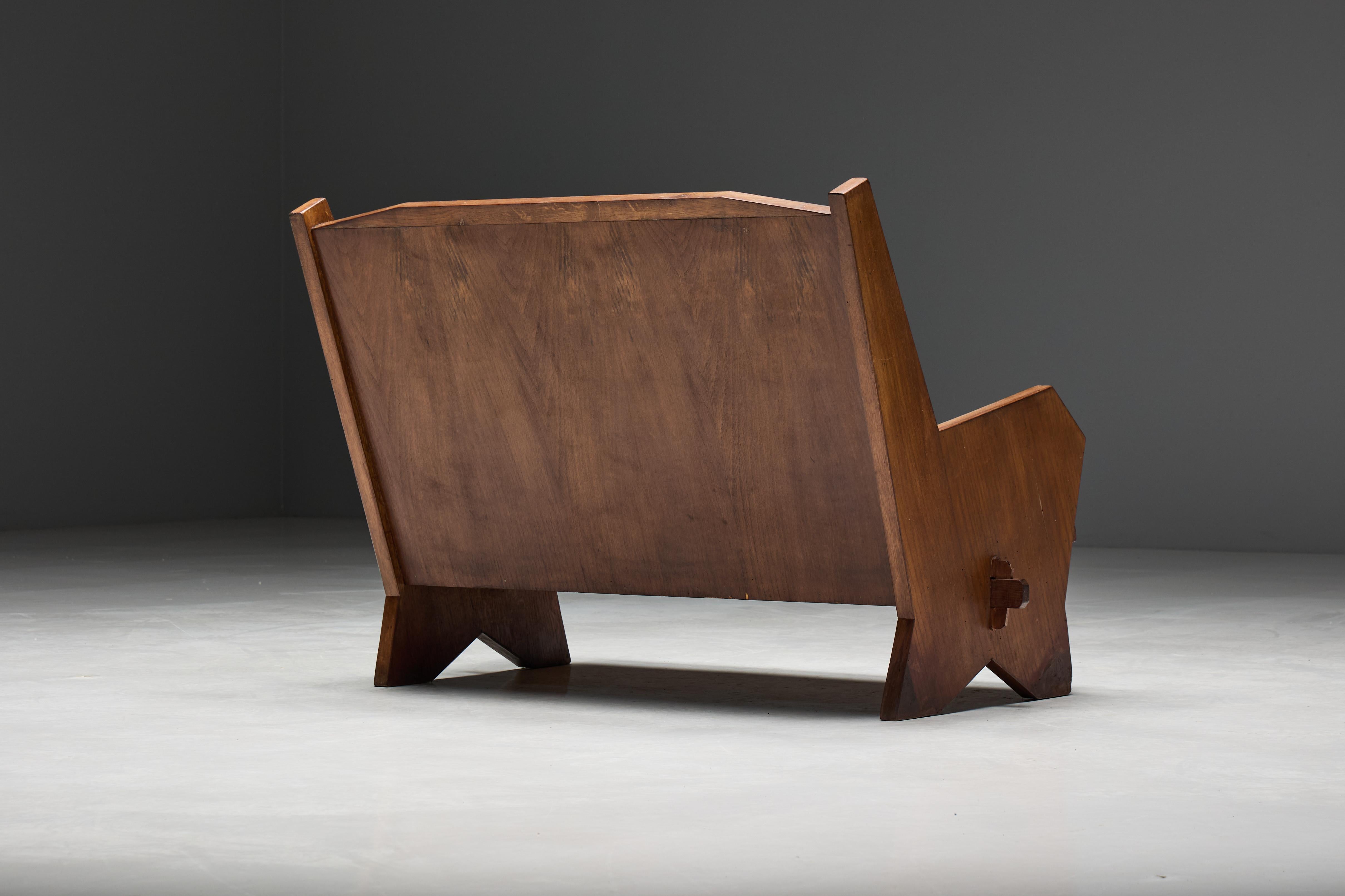 Settee en hêtre teinté, Italie, années 1940 en vente 1