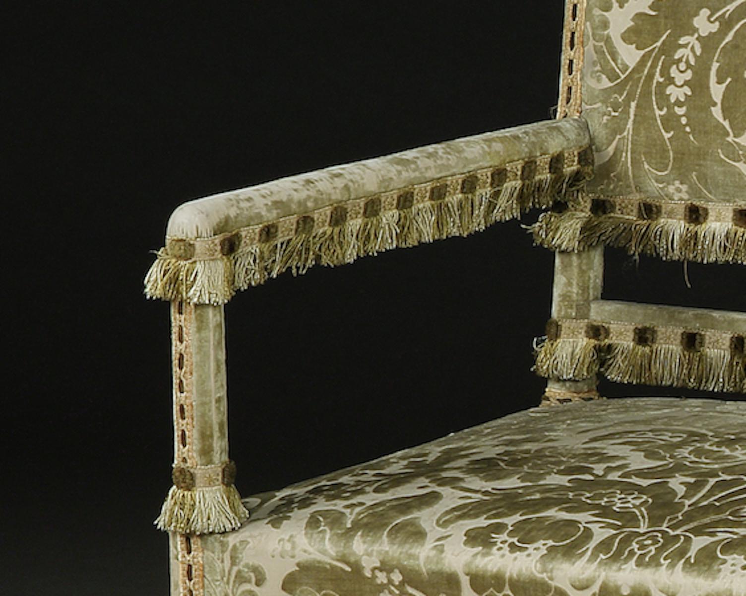 Settee, Late 19th Century, English, Charles II Style, Cut-Velvet For Sale 5