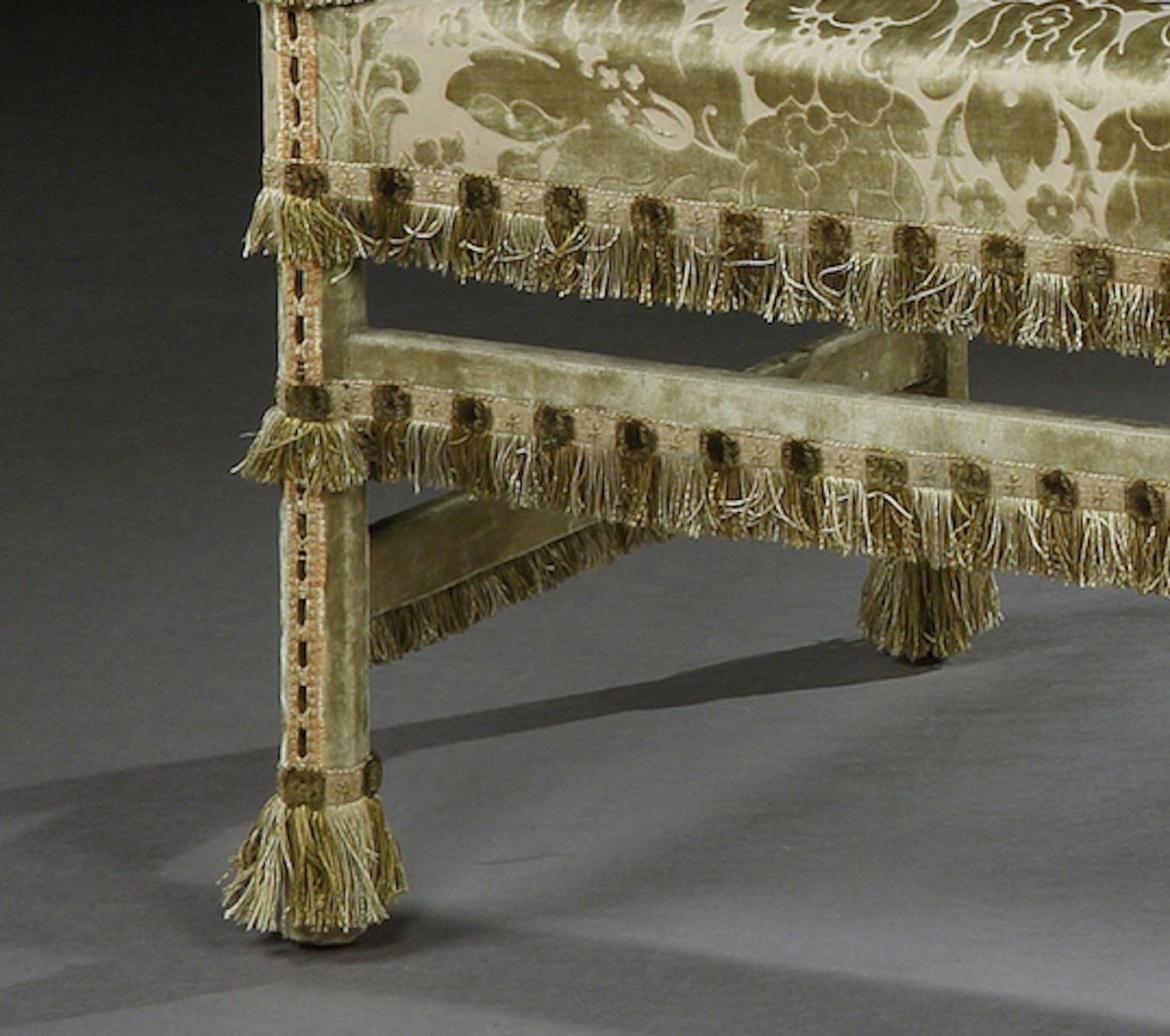 Settee, Late 19th Century, English, Charles II Style, Cut-Velvet For Sale 6