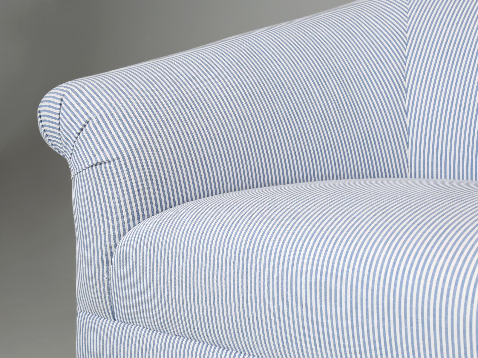 Settee or Small Sofa Covered in Schumacher Seersucker Fabric 1