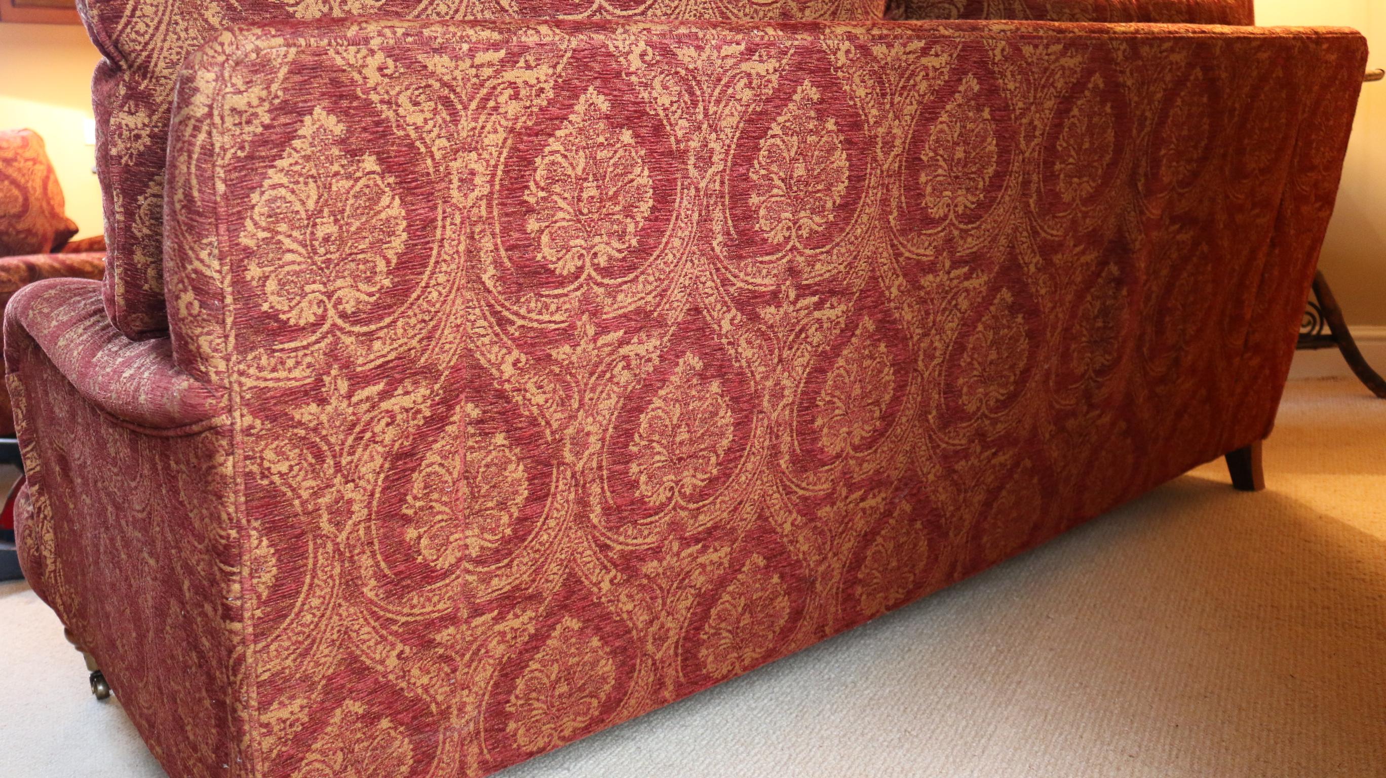 Settee Sofa 3-Seat Howard Parker & Farr Red-Wine Gold Mulberry Paisley 3