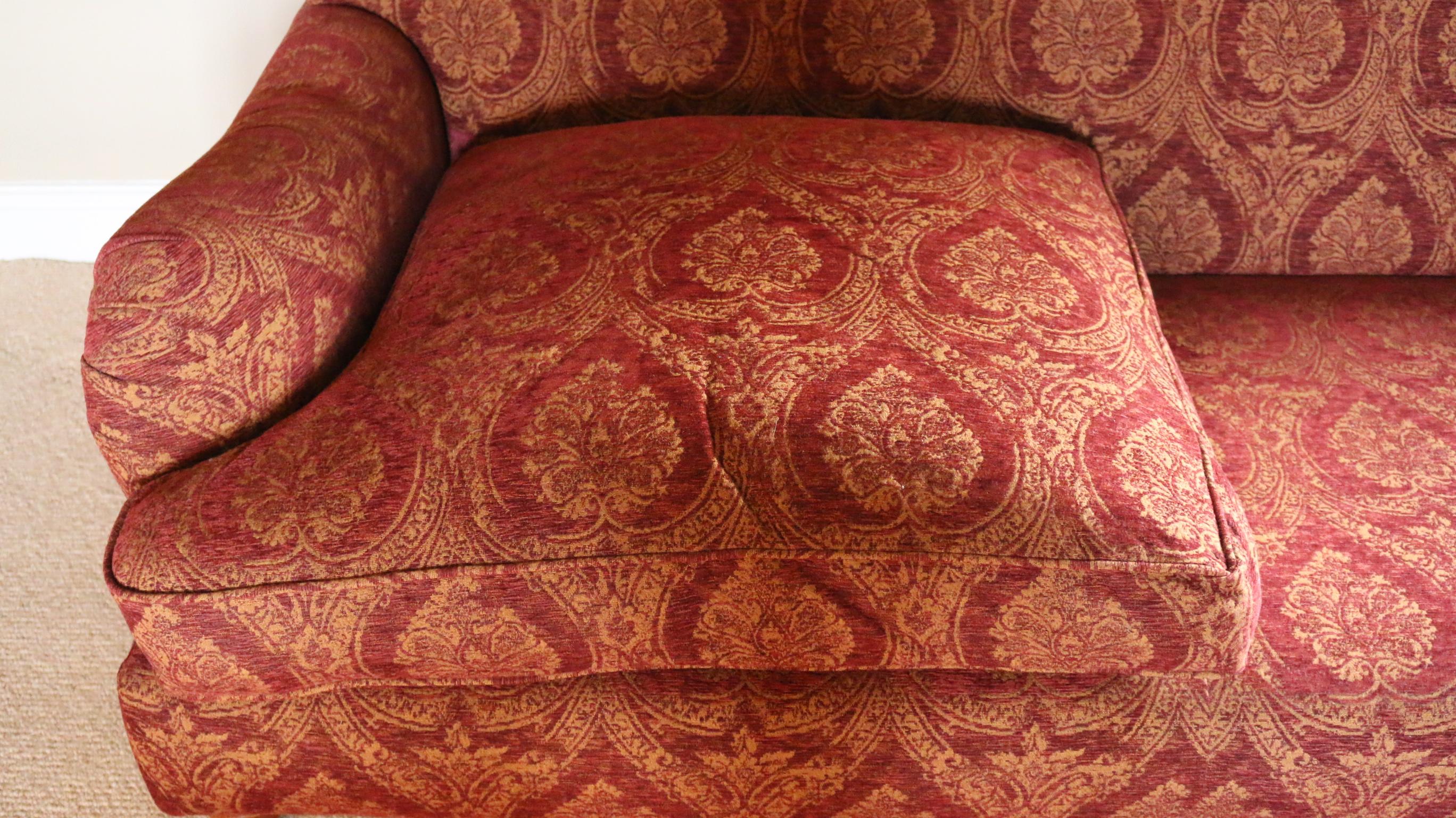 Settee Sofa 3-Seat Howard Parker & Farr Red-Wine Gold Mulberry Paisley 5