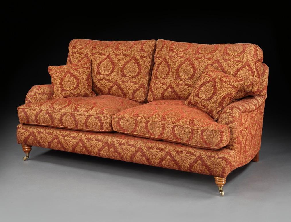 Settee Sofa 3-Seat Howard Parker & Farr Red-Wine Gold Mulberry Paisley