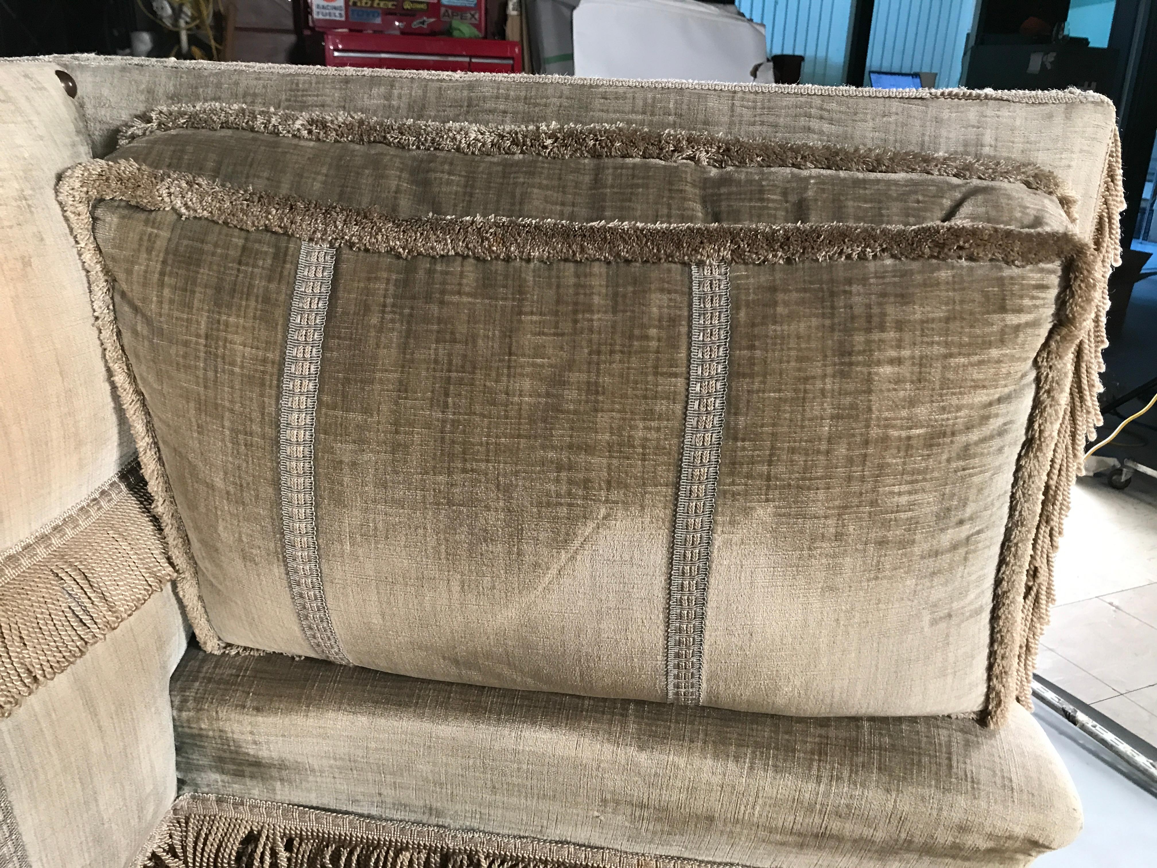Settee Sofa Couch Knole Velvet Strie Olive 3-Sitzer H44