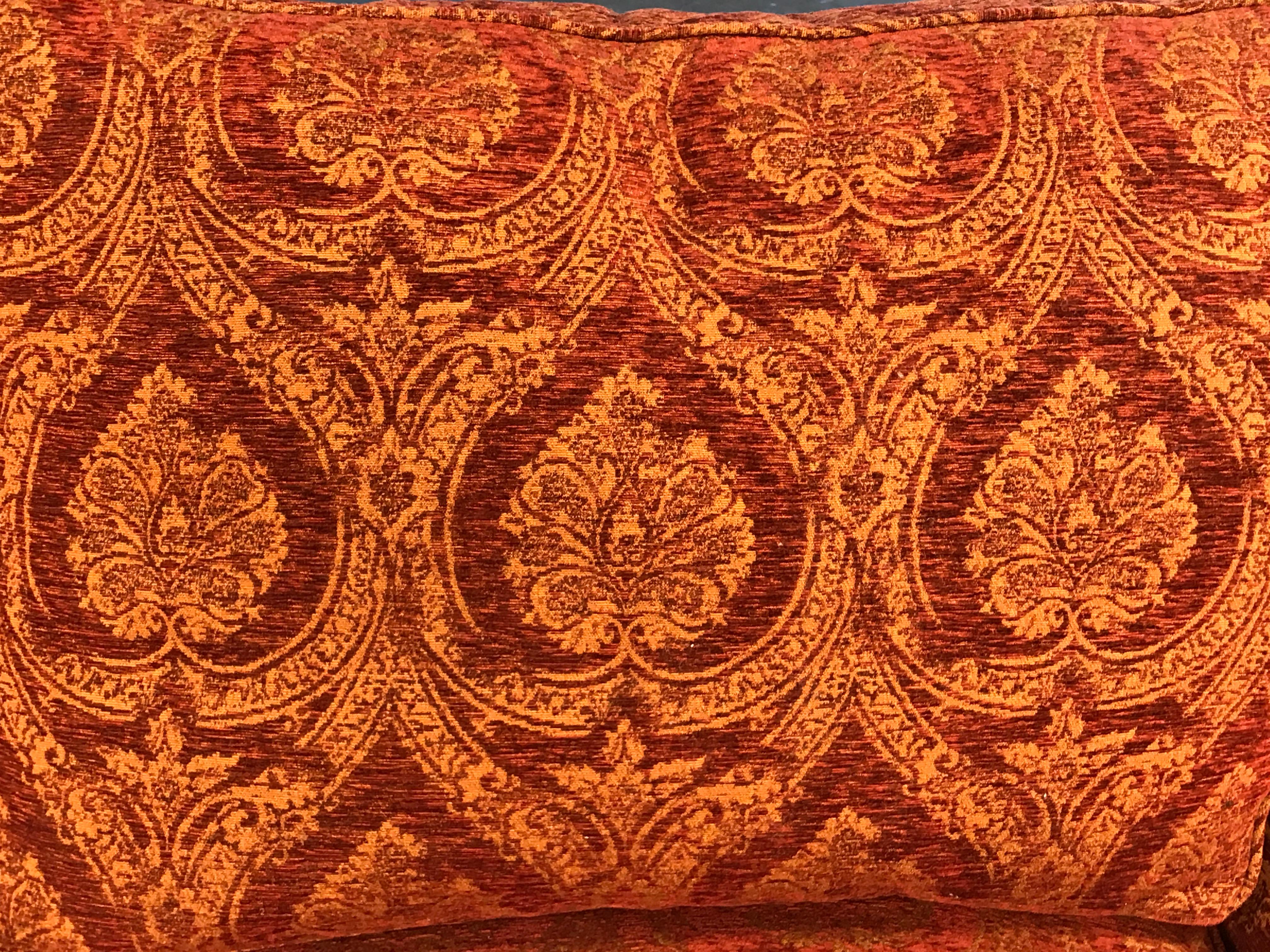 Country Settee Sofa Pair of 3-Seat Howard Parker & Farr Red-Wine Gold Mulberry Paisley