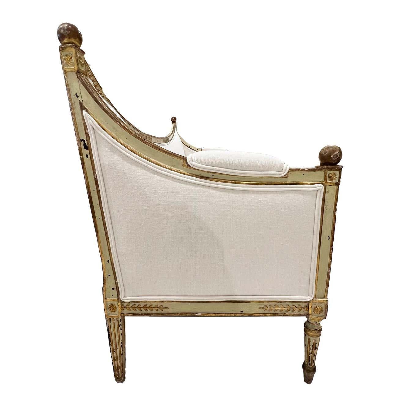Settee or Sofa - 19th Century Italian Neoclassical Original Paint & Gilt Detail In Fair Condition In New Orleans, LA