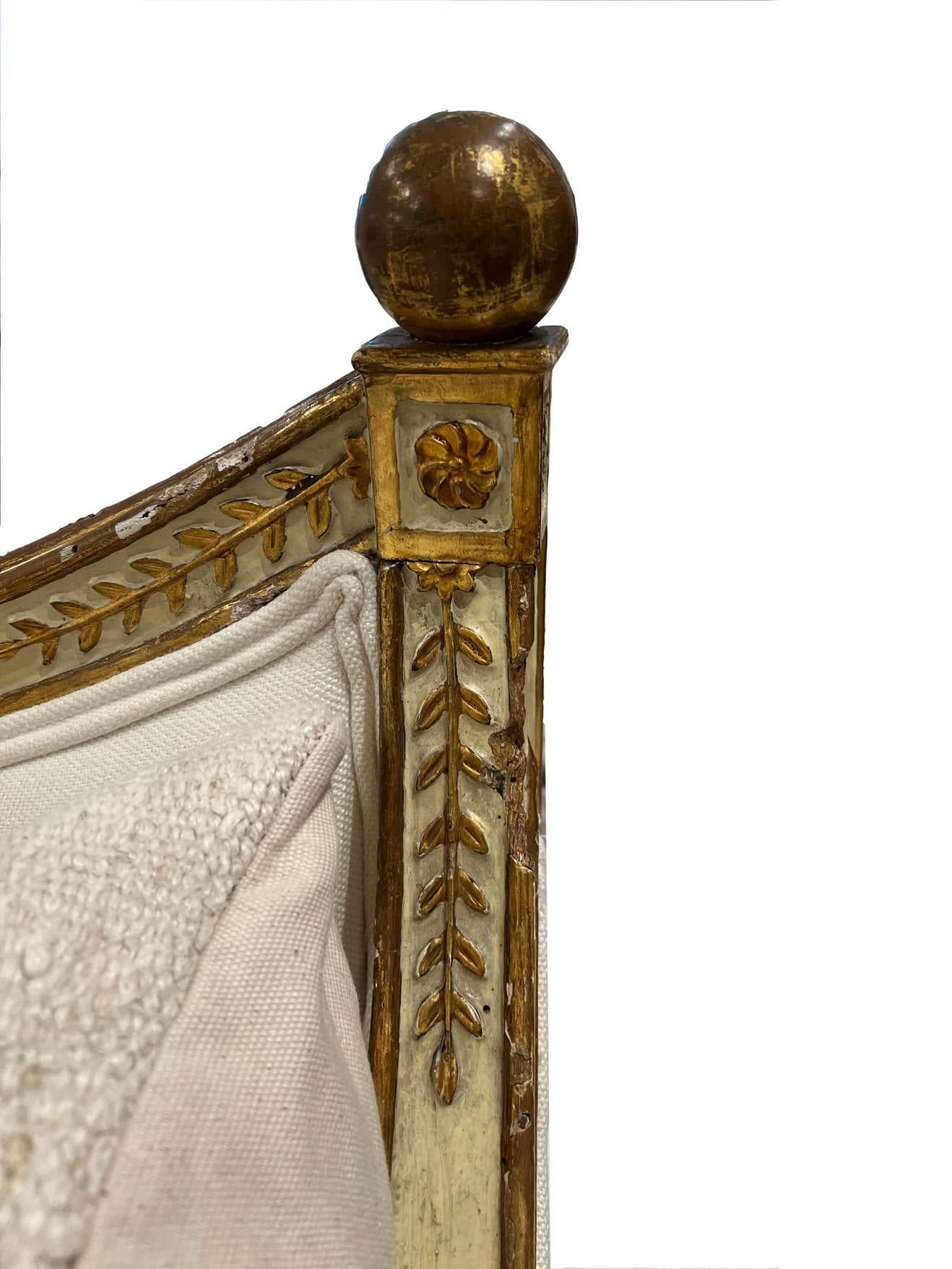 Settee or Sofa - 19th Century Italian Neoclassical Original Paint & Gilt Detail 3