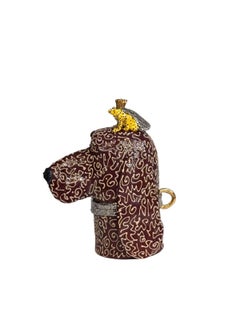 Setter Dog Ceramic centerpiece with Frog Prince Handmade in Italy