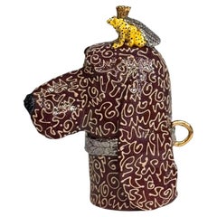 Setter Dog Ceramic centerpiece with frog and crown Handmade in Italy New 2025