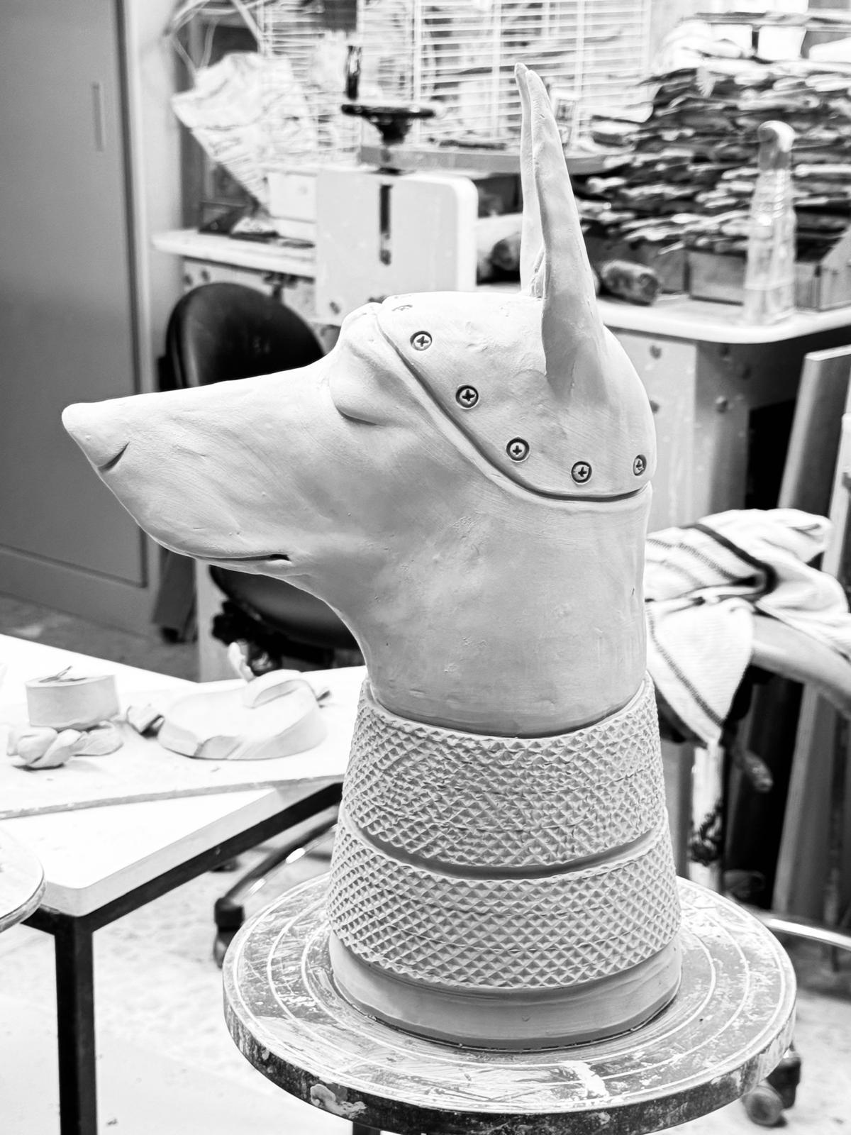 XXIe siècle et contemporain Centre de table Setter Dog en céramique dorée, fabriqué à la main en Italie, nouveau 2025 en vente