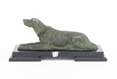Setter Verdigris Patinated Spelter Sculpture