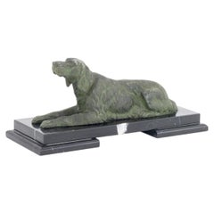 Setter Verdigris Patinated Spelter Sculpture