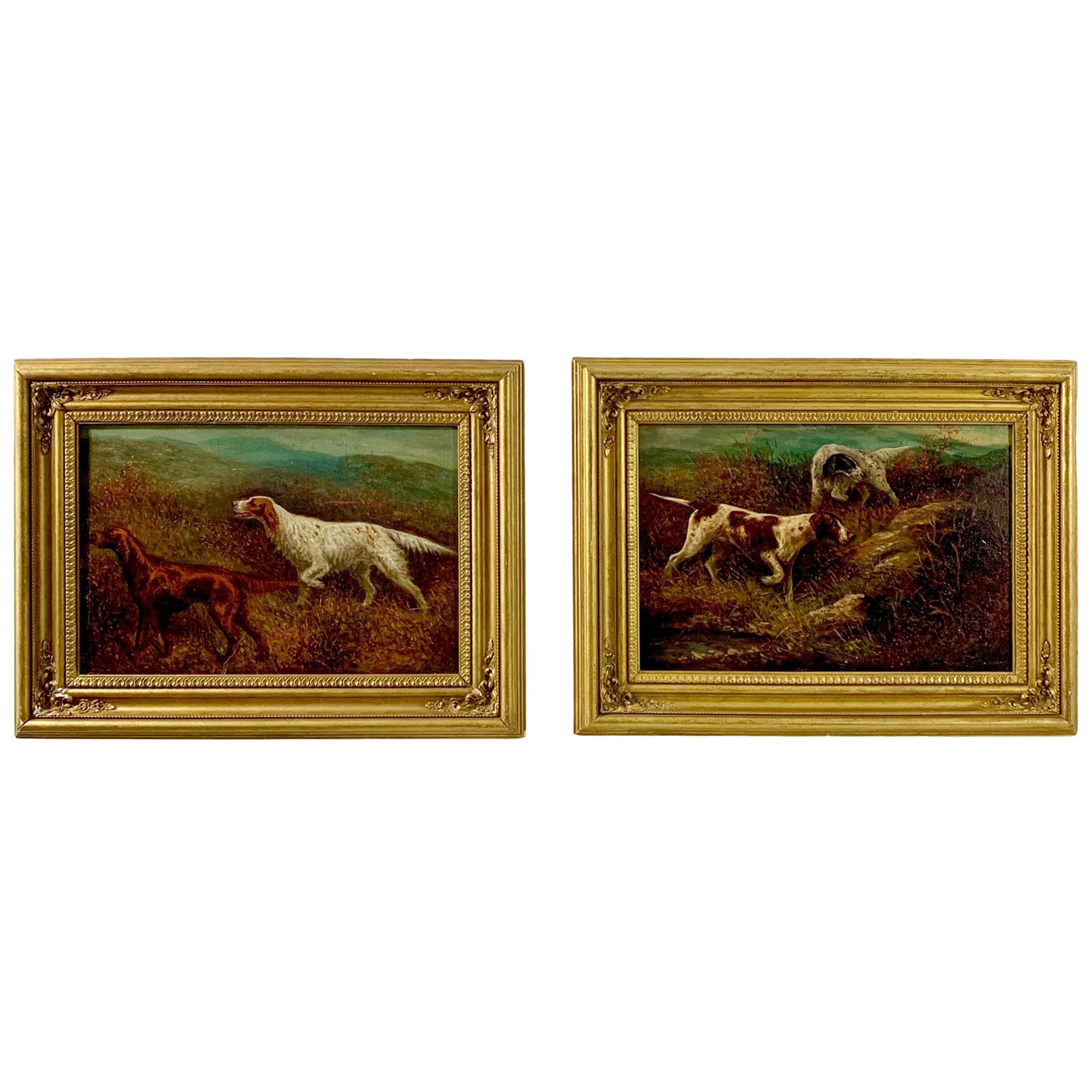 "Setters on the Yorkshire Moors" Pair of Oil Paintings by Herbert St. John Jones
