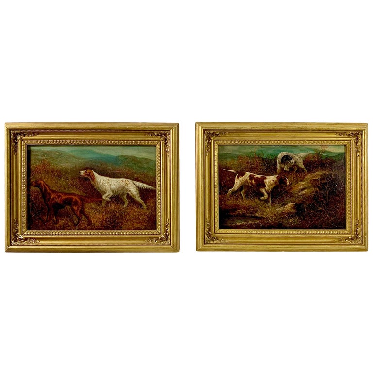 "Setters on the Yorkshire Moors" Pair of Oil Paintings by Herbert St