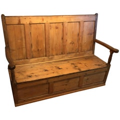 Antique Settle with Storage Lift Up Seat from English Pub