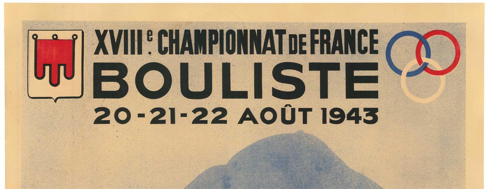 Bouliste originale  Poster d'epoca del XVII Campionnat de France dedicato alle bocce - Landscape Print Beige di Setto