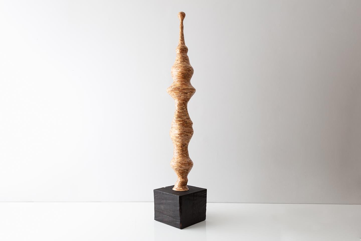 Modern STACKED Spalted Maple Totem Sculpture by Richard Haining, Available Now