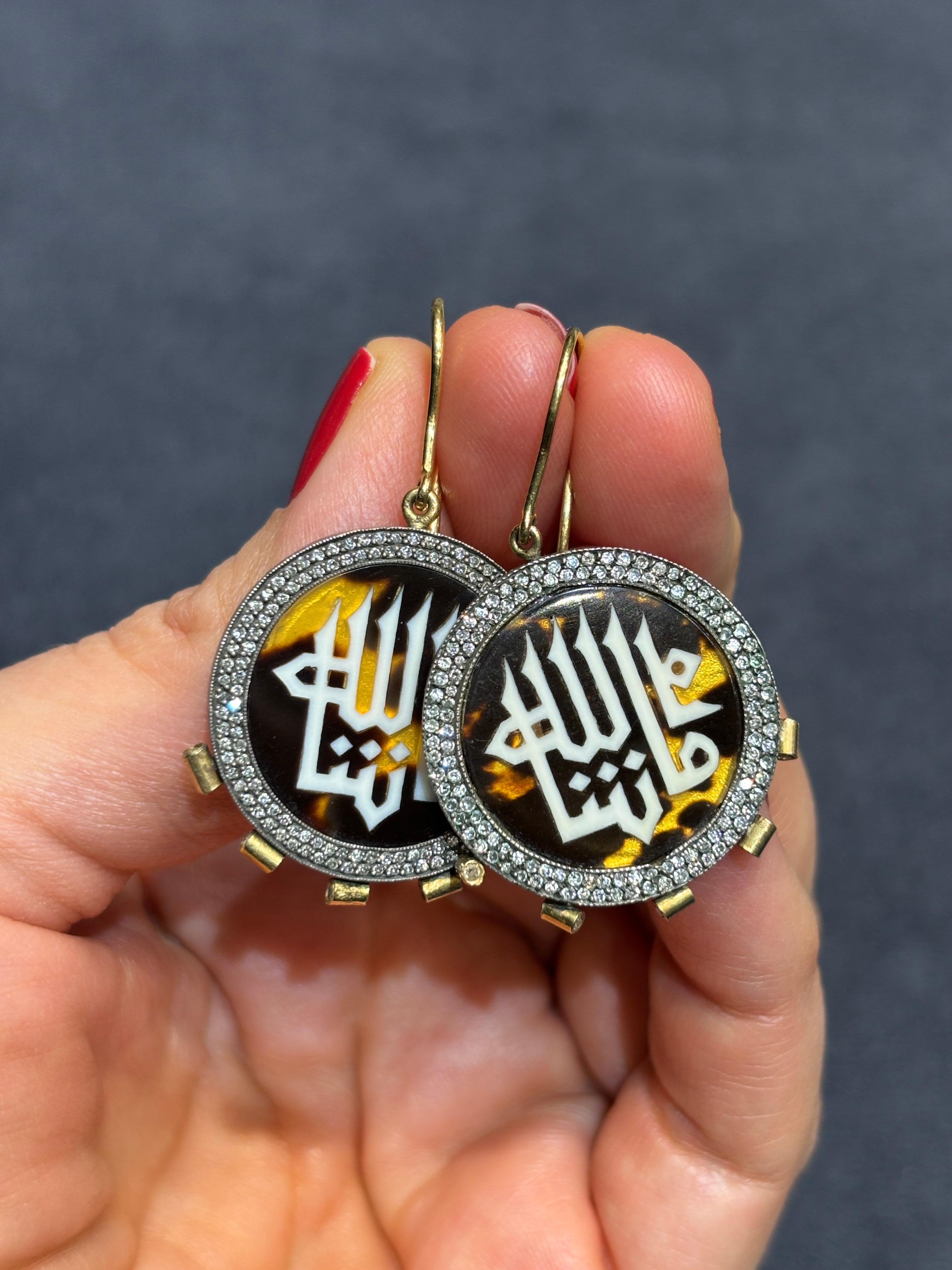 Round Cut Sevan Bıçakçı 18k gold, silver and diamond earrings