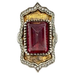 Sevan Bıçakçı 24k gold and silver cocktail ring with tourmaline and diamonds