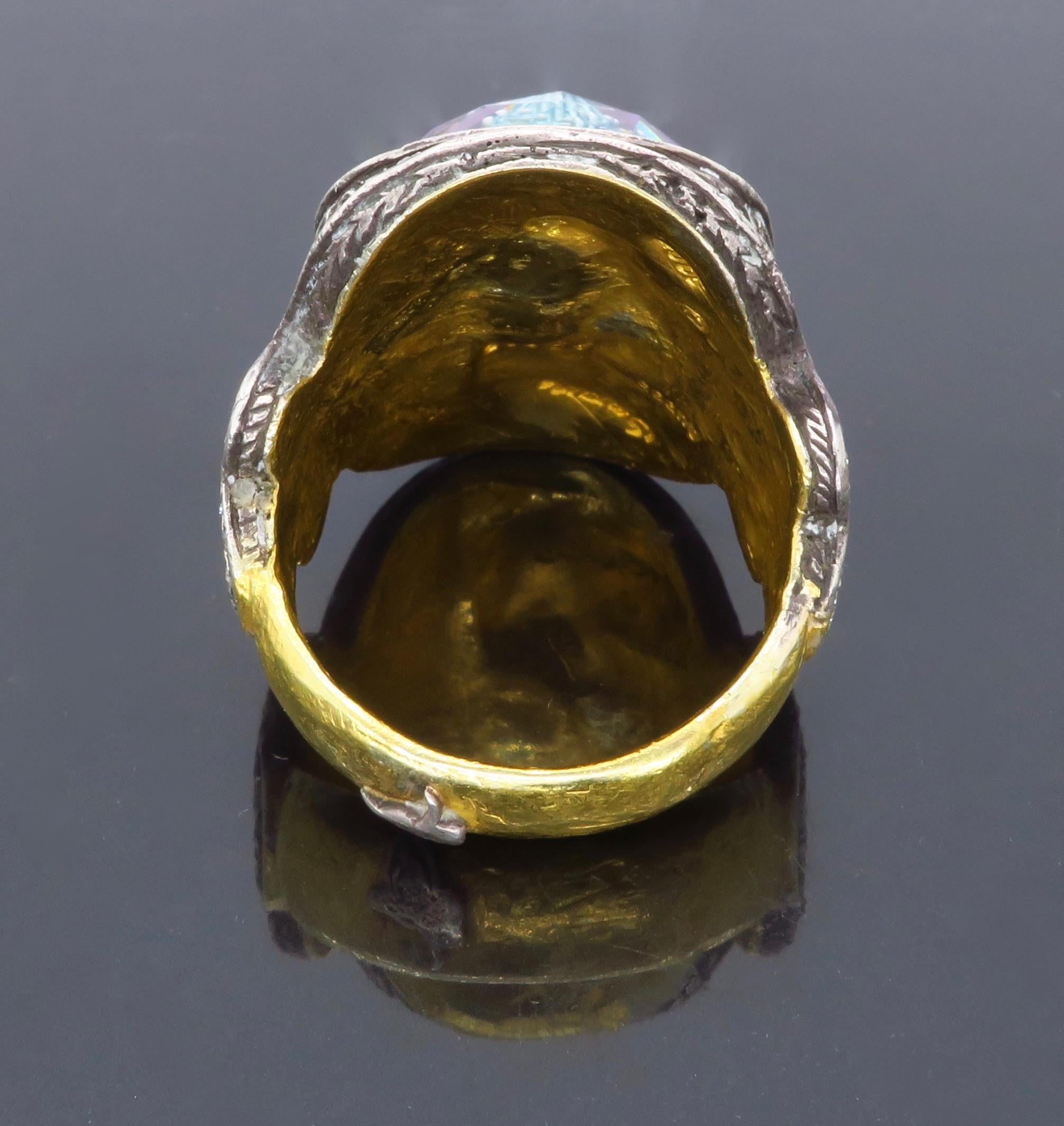 Round Cut Sevan Bicakci Theodora Reverse Cut Amethyst Yellow Gold Ring
