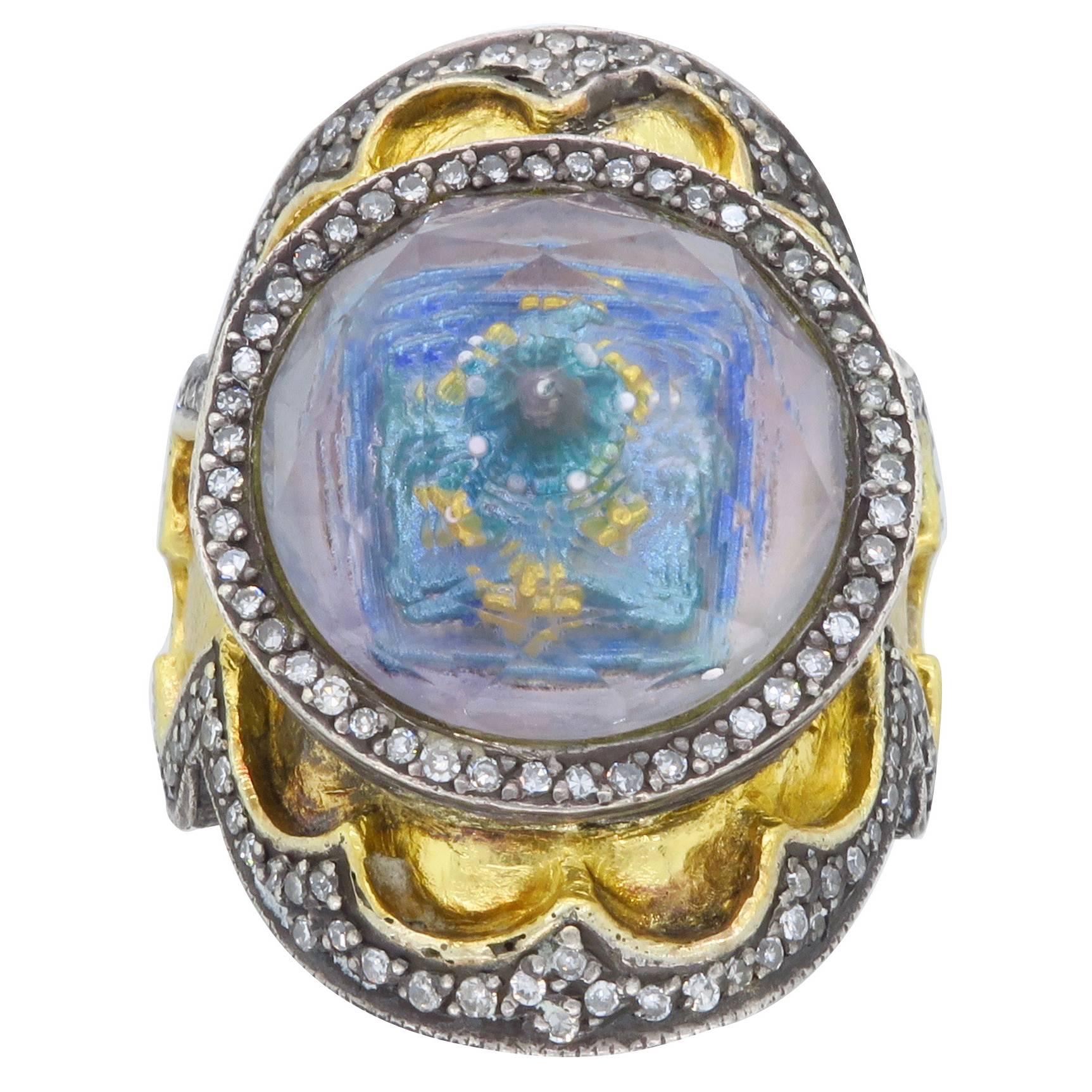 Sevan Bicakci Theodora Reverse Cut Amethyst Yellow Gold Ring