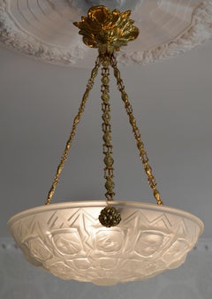 Sevb French Art Deco Pendelleuchter:: Ende 1920er Jahre