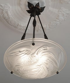 Sevb Französischer Art-déco-Stern-Hängelampe-Kronleuchter, späte 1920er Jahre