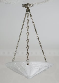 SEVB & RANC Rare Wide French Art Deco Pendant Chandelier 1920