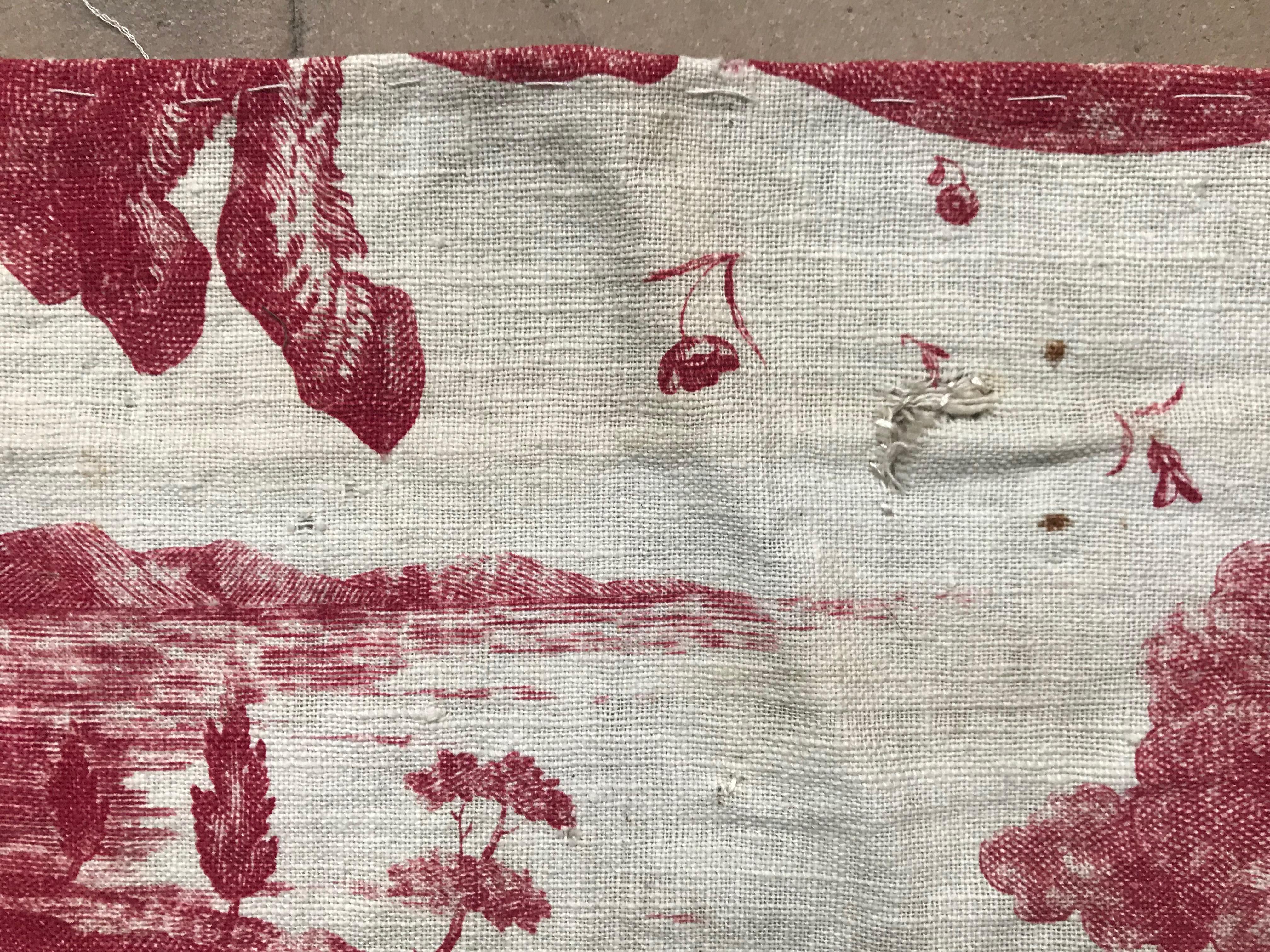 Linen Seven 18th Century French Oberkampf Toile De Jouy Fabric Fragments For Sale