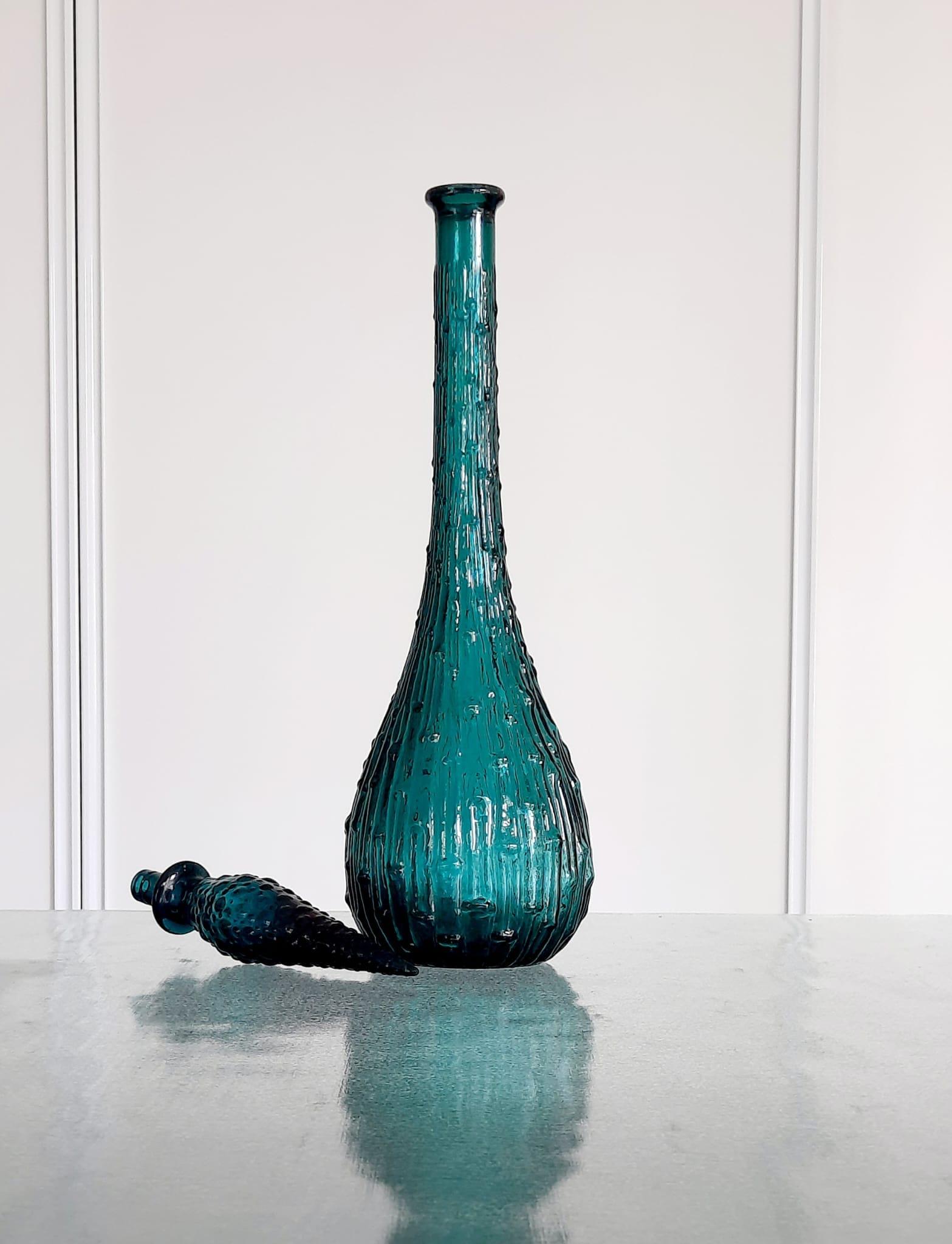 Seven 1960s Italian Empoli Rossini Glass Decanters For Sale 6