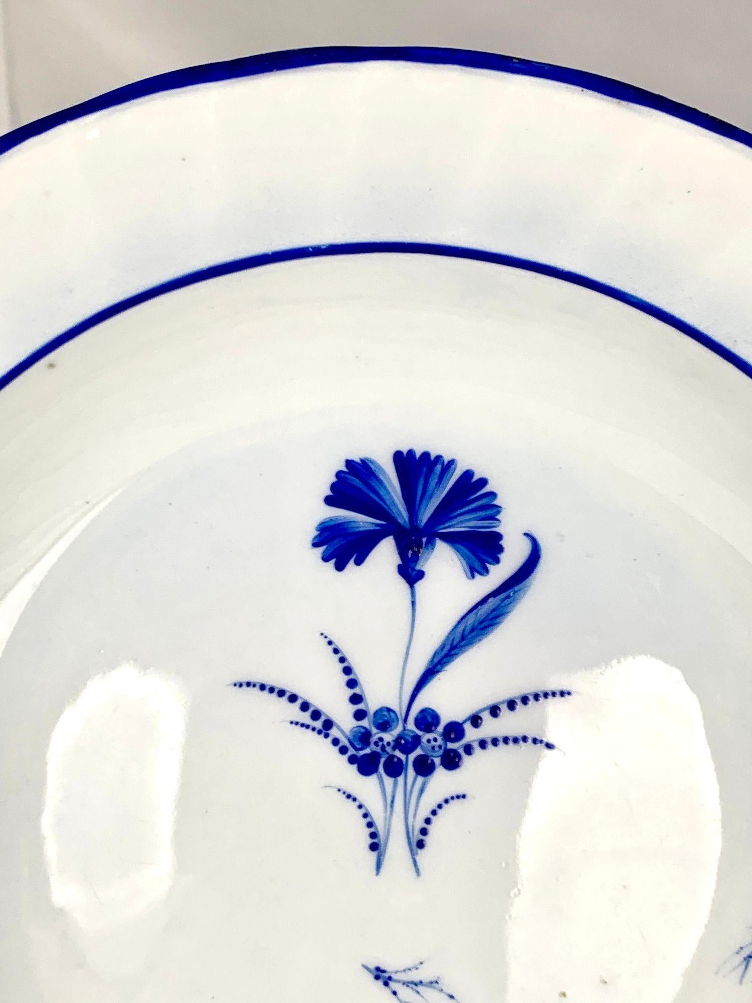Seven Antique Blue and White Porcelain Soup Dishes Made by Derby England C-1805 For Sale 1